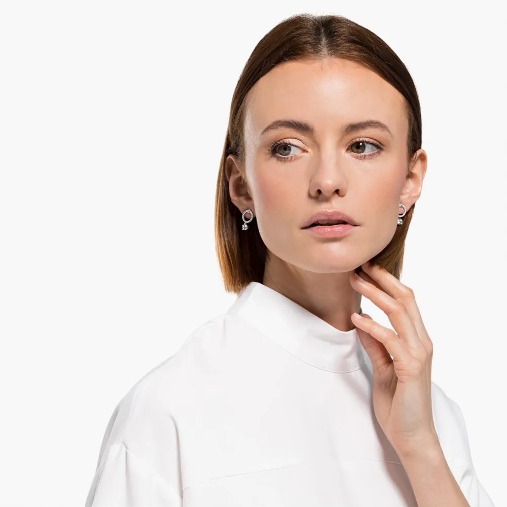 SWAROVSKI Attract Σκουλαρίκια Κυκλικό, Λευκό Επιροδιωμένα 5563278