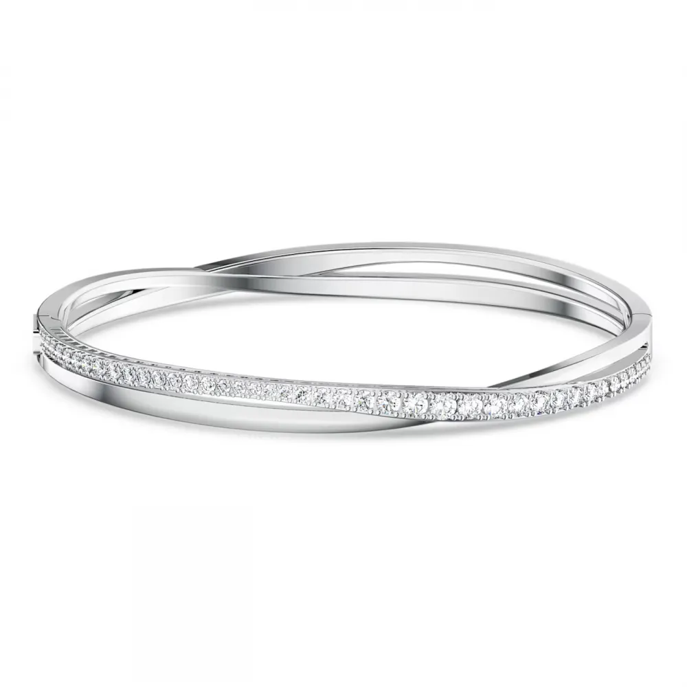 SWAROVSKI Hyperbola Άκαμπτο βραχιόλι, Λευκό, Επιμετάλλωση ροδίου 5572725