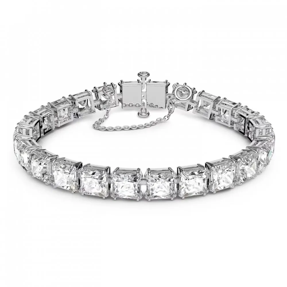SWAROVSKI Millenia Βραχιόλι Τετράγωνη κοπή, Λευκό, Επιροδιωμένο 5599202