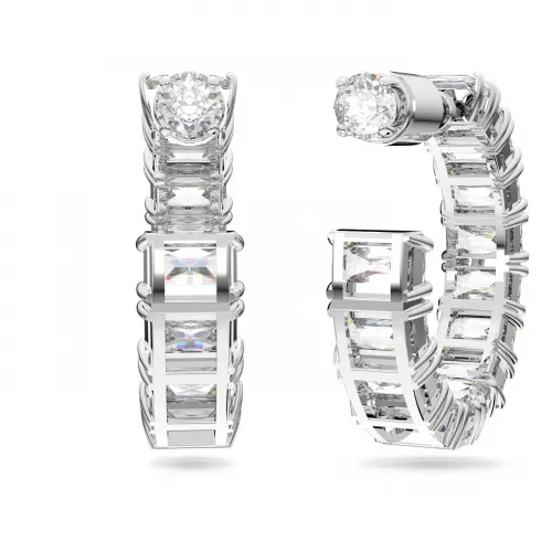 SWAROVSKI Millenia Κρίκοι Οκταγωνική κοπή, Λευκά, Επιροδιωμένο 5612673