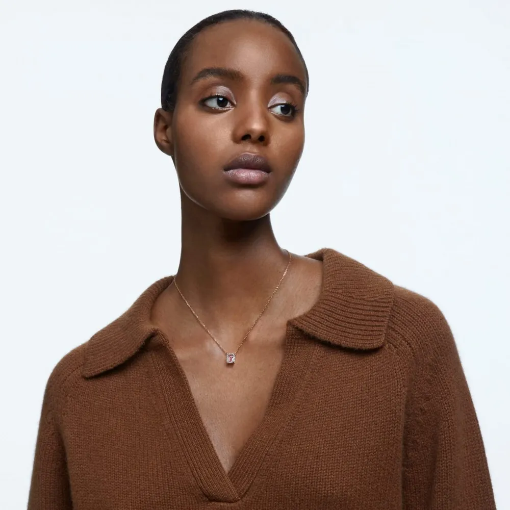 SWAROVSKI Millenia Κολιέ Ζιργκόν οκταγωνικής κοπής, Ροζ, Ροζ επιχρυσωμένο 5614933