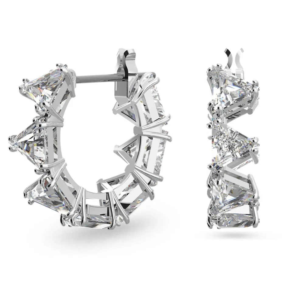 SWAROVSKI Ortyx Κρίκοι Τριγωνικά Ζιργκόν, Mικρά, Λευκό, Επιμετάλλωση ροδίου 5632467