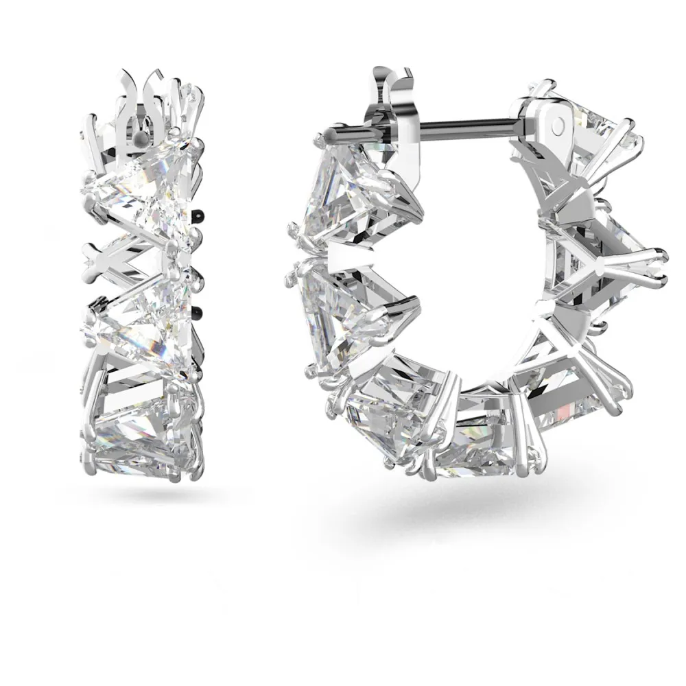 SWAROVSKI Ortyx Κρίκοι Τριγωνικά Ζιργκόν, Mικρά, Λευκό, Επιμετάλλωση ροδίου 5632467