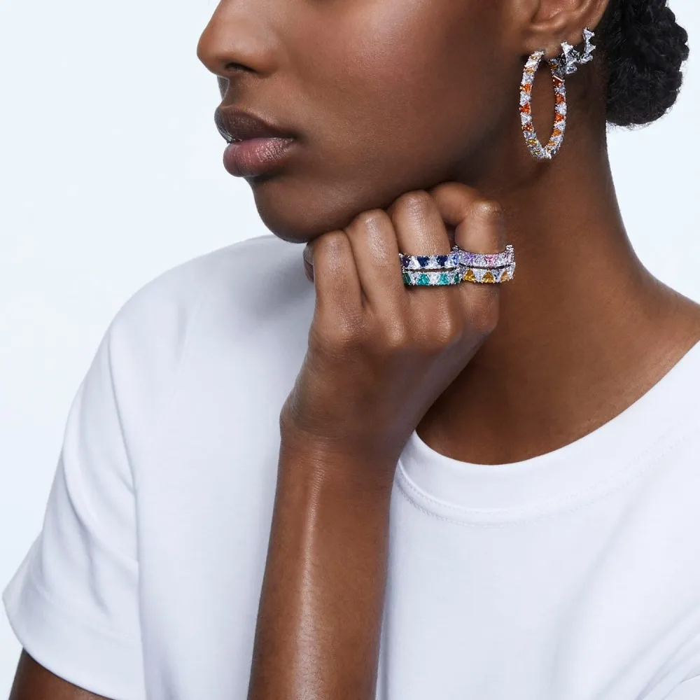 SWAROVSKI Ortyx Κρίκοι Τριγωνικά Ζιργκόν, Mικρά, Λευκό, Επιμετάλλωση ροδίου 5632467