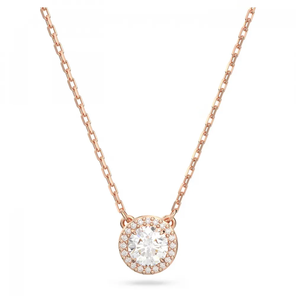 SWAROVSKI Constella Μενταγιόν Στρογγυλή κοπή, Pavé, Λευκό, Ροζ Επιχρυσωμένο 5636272