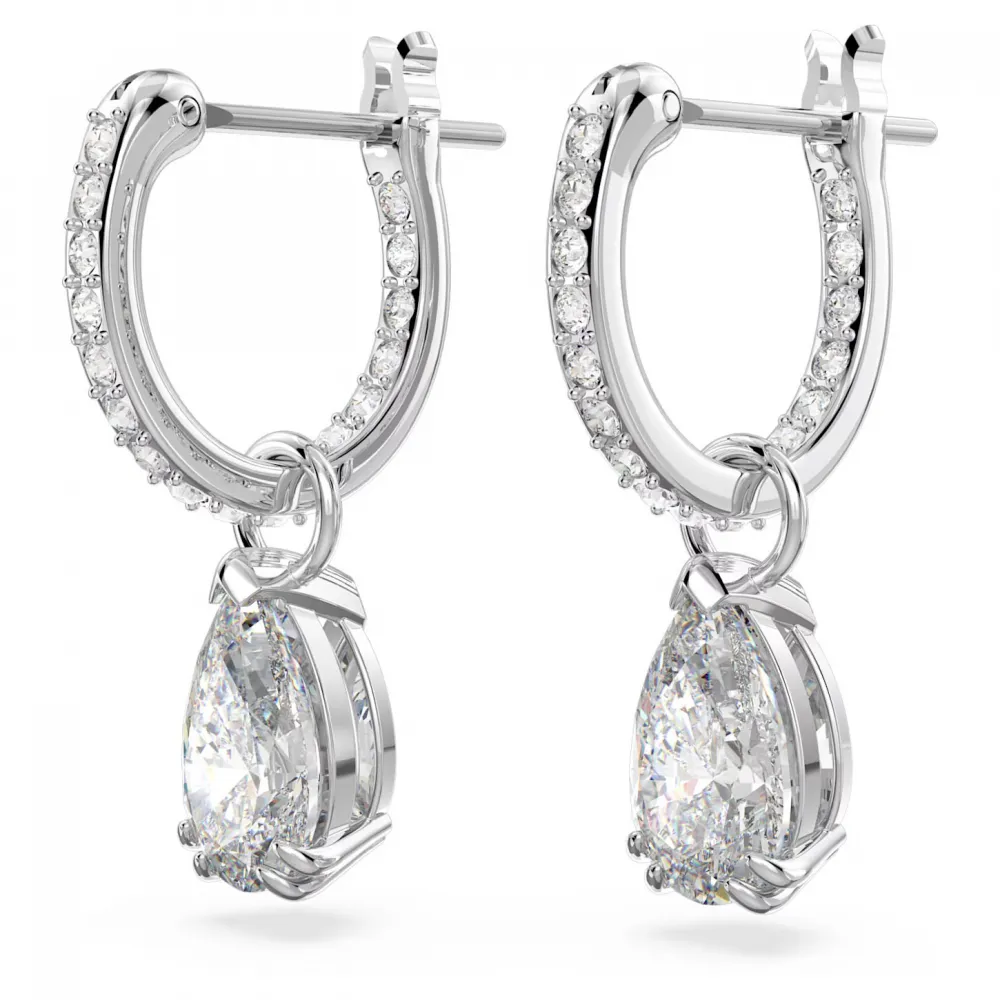 SWAROVSKI Millenia Κρίκοι κοπή Pear, Λευκά, Επιροδιωμένα 5636716
