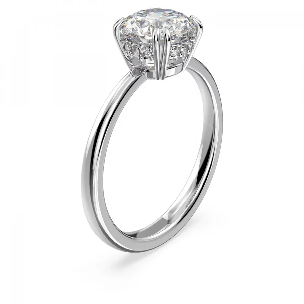 SWAROVSKI Constella Δαχτυλίδι κοκτέιλ Κοπή Princess, Λευκό, Επιροδιωμένο 5638529