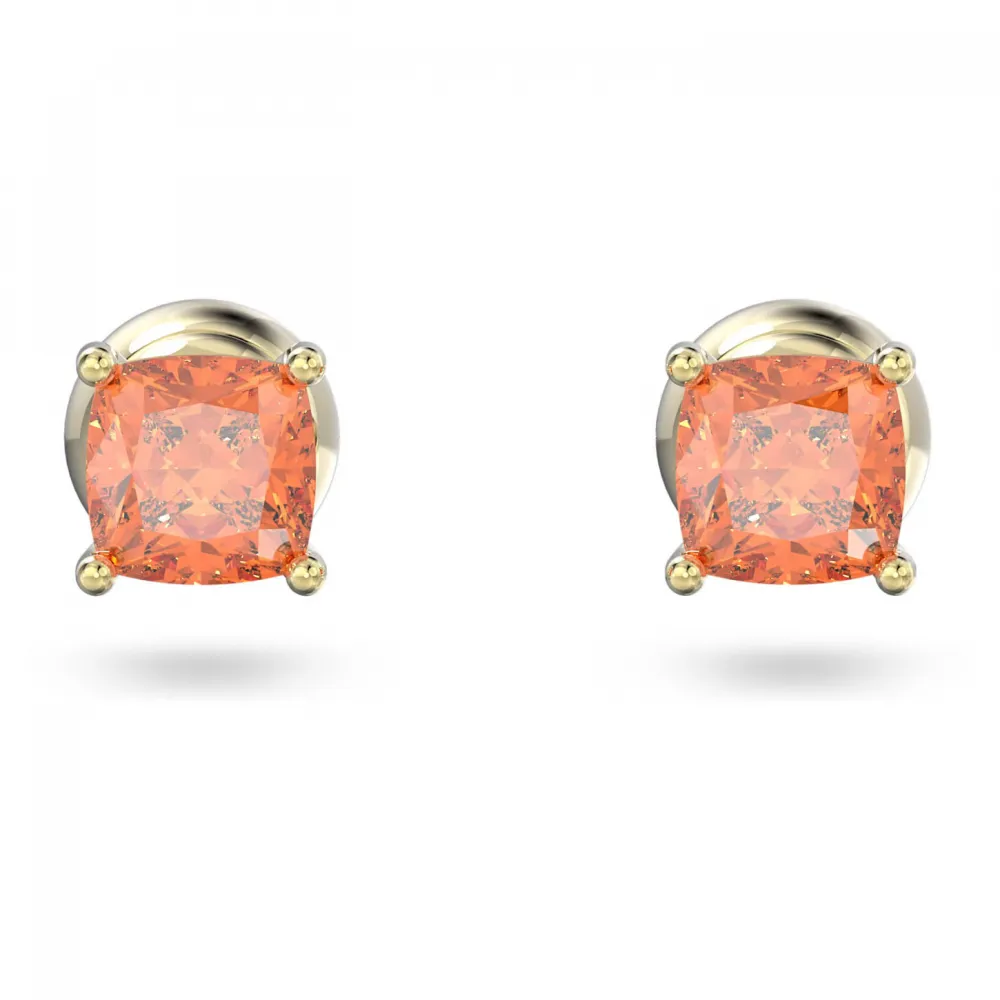 SWAROVSKI Stilla Σκουλαρίκια με καρφάκι Κοπή cushion, Πορτοκαλί, Επιχρυσωμένο 5639123