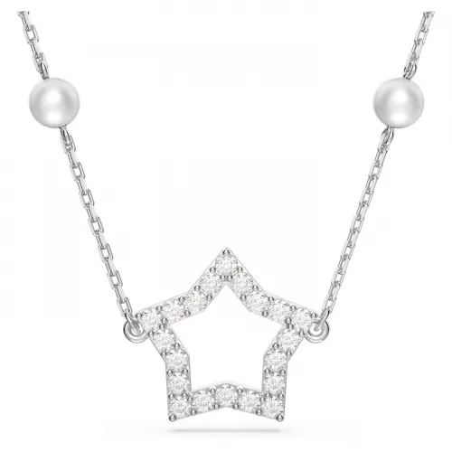 SWAROVSKI Stella Κολιέ Crystal pearls Αστέρι, Λευκό, Επιροδιωμένο 5645379