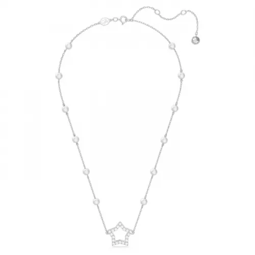 SWAROVSKI Stella Κολιέ Crystal pearls Αστέρι, Λευκό, Επιροδιωμένο 5645379