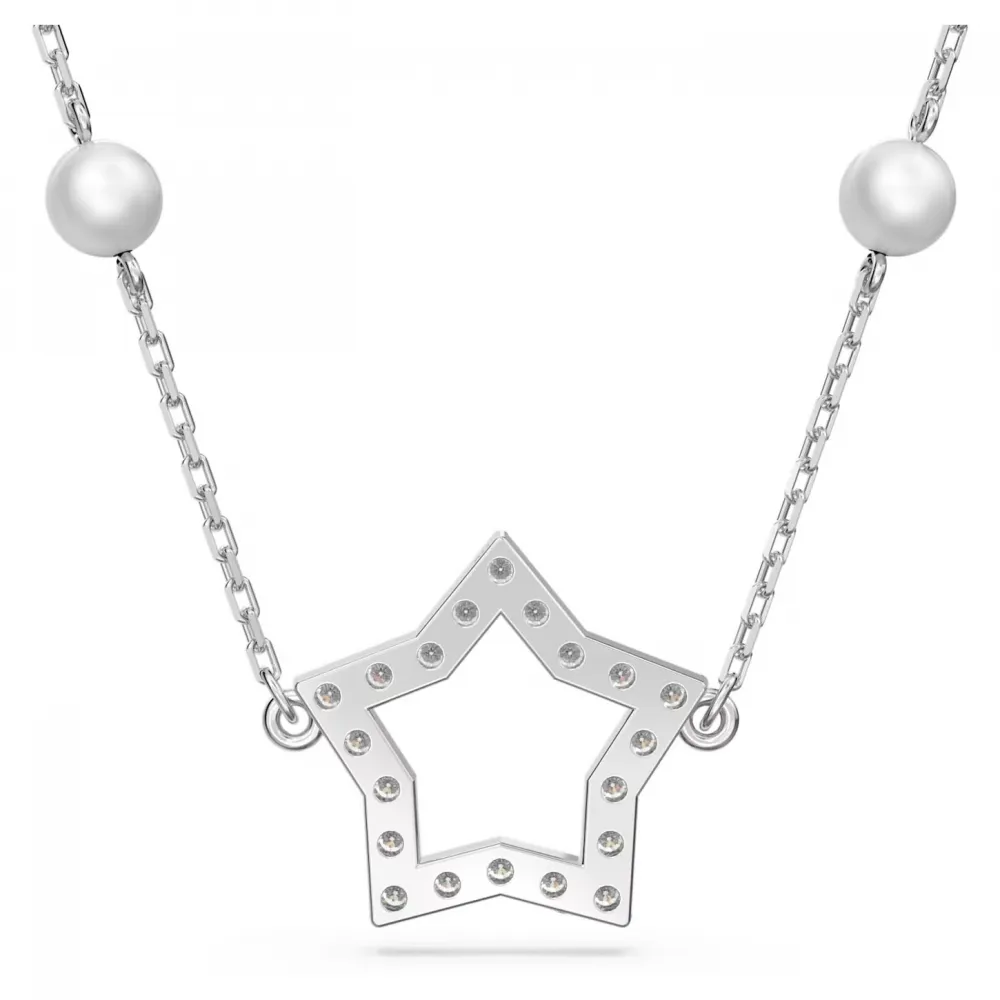 SWAROVSKI Stella Κολιέ Crystal pearls Αστέρι, Λευκό, Επιροδιωμένο 5645379