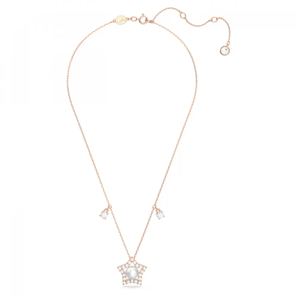 SWAROVSKI Stella Κολιέ, Μικτές Στρογγυλές Κοπές, Αστέρι, Λευκό, Ροζ Επιχρυσωμένο 5645382
