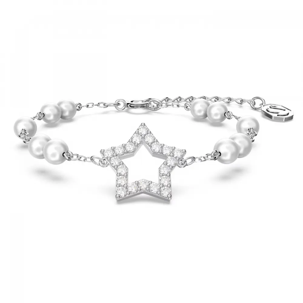 SWAROVSKI Stella Βραχιόλι Crystal pearls, Αστέρι, Λευκό, Επιροδιωμένο 5645385