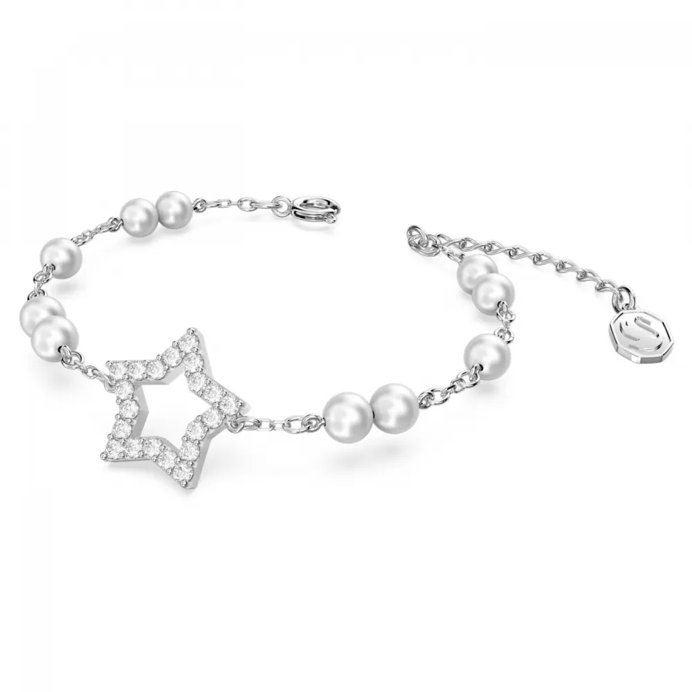 SWAROVSKI Stella Βραχιόλι Crystal pearls, Αστέρι, Λευκό, Επιροδιωμένο 5645385