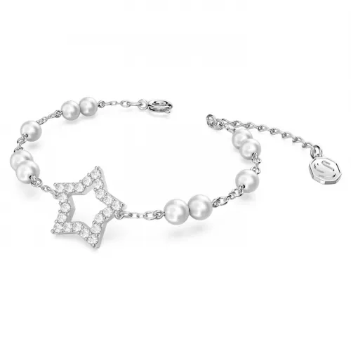SWAROVSKI Stella Βραχιόλι Crystal pearls, Αστέρι, Λευκό, Επιροδιωμένο 5645385