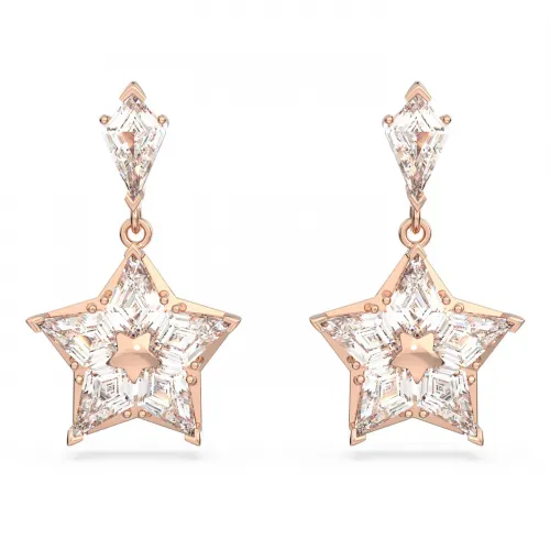 SWAROVSKI Stella Σκουλαρίκια-σταγόνα με καρφάκι, Ρομβοειδής κοπή, Αστέρι, Λευκά, Ροζ Επιχρυσωμένα 5645466