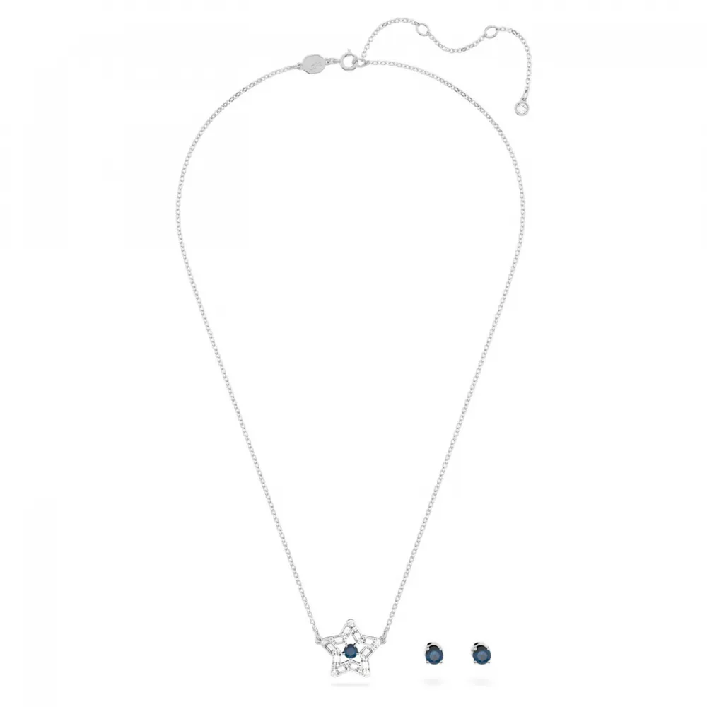 SWAROVSKI Stella Σετ Κολιέ - Σκουλαρίκια Αστέρι Μπλε, Επιροδιωμένο 5646762