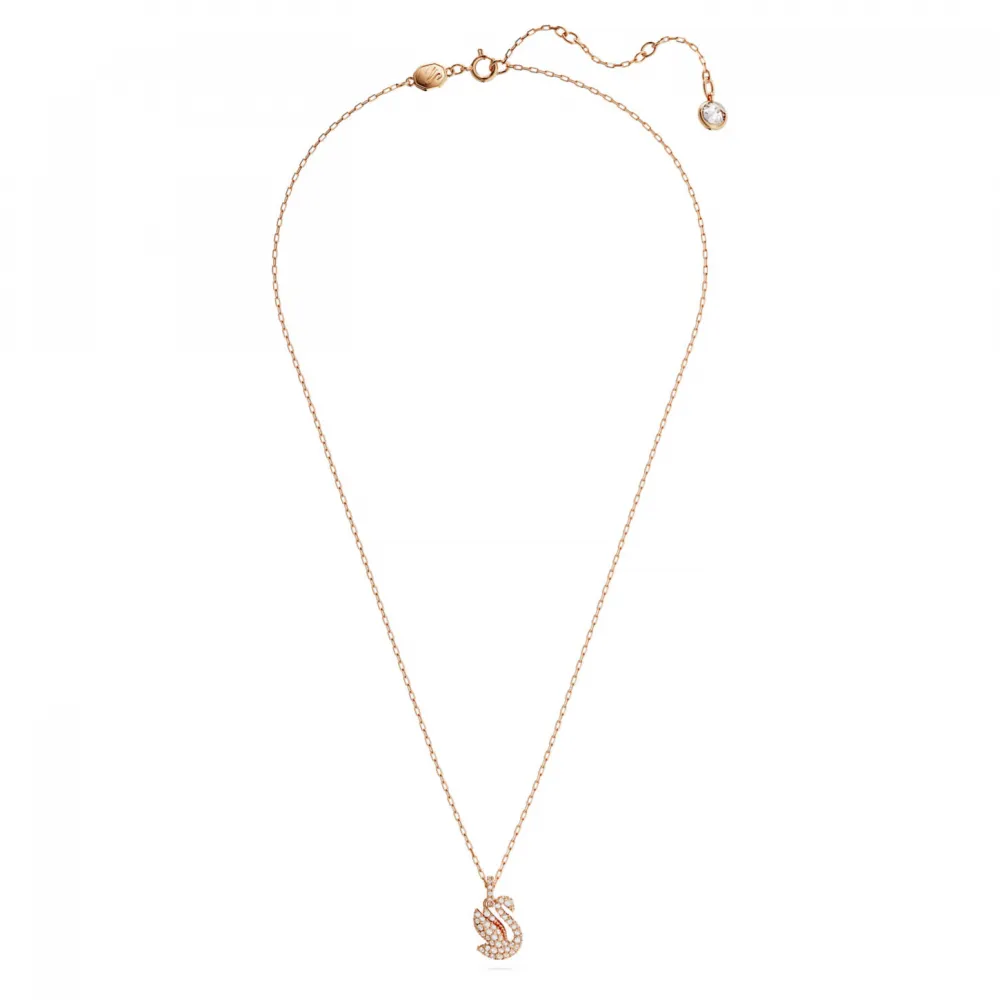 SWAROVSKI Iconic Swan Μενταγιόν Κύκνος, Μικρό, Λευκό, Ροζ Επιχρυσωμένο 5647555
