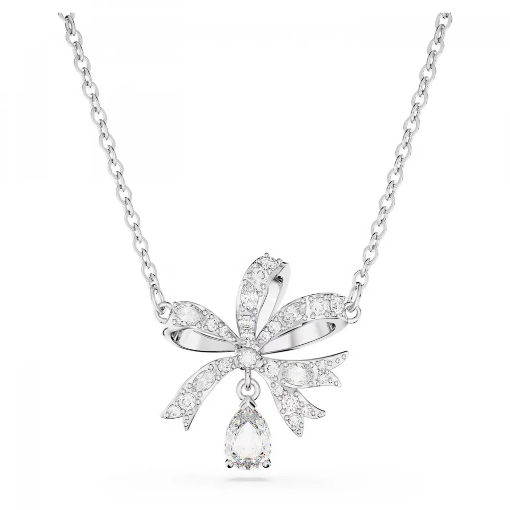 SWAROVSKI Volta Κολιέ Φιόγκος, Mικρό, Λευκό, Επιροδιωμένο 5647583