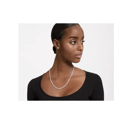 Matrix Tennis set Round cut, White, Rhodium plated 5647730