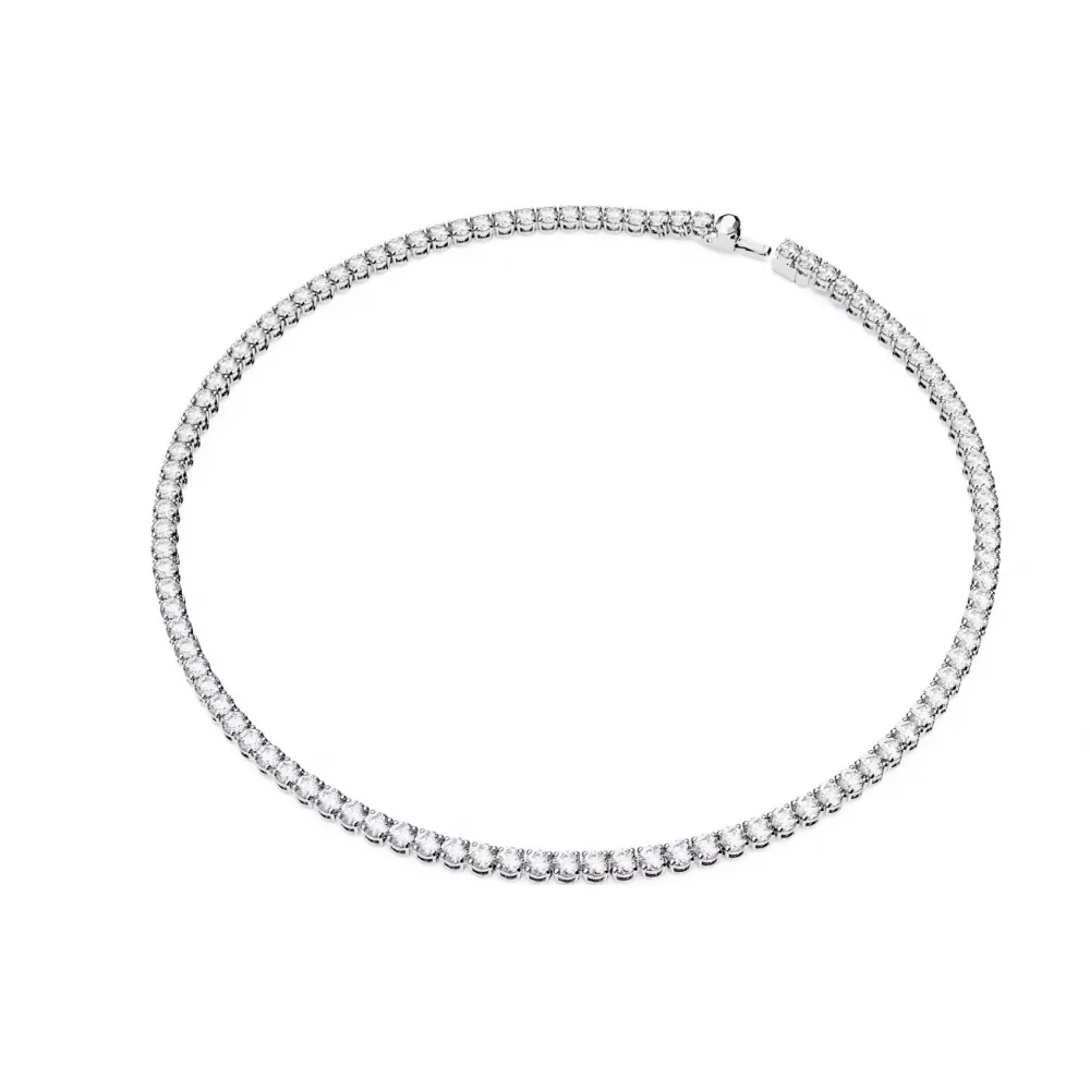 Matrix Tennis set Round cut, White, Rhodium plated 5647730