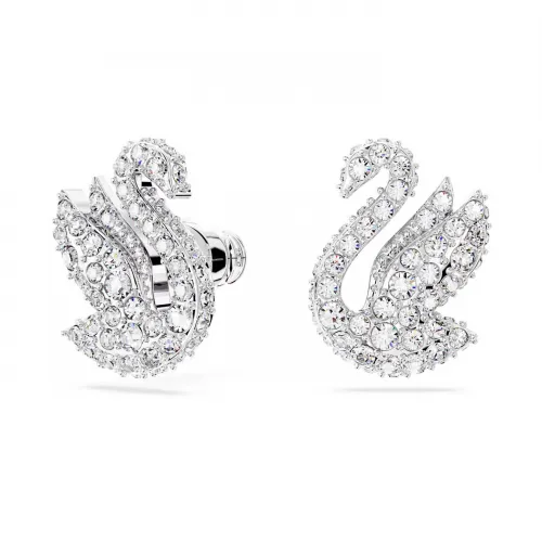 SWAROVSKI Iconic Swan Σκουλαρίκια με καρφάκι Κύκνος, Λευκά, Επιροδιωμένα 5647873