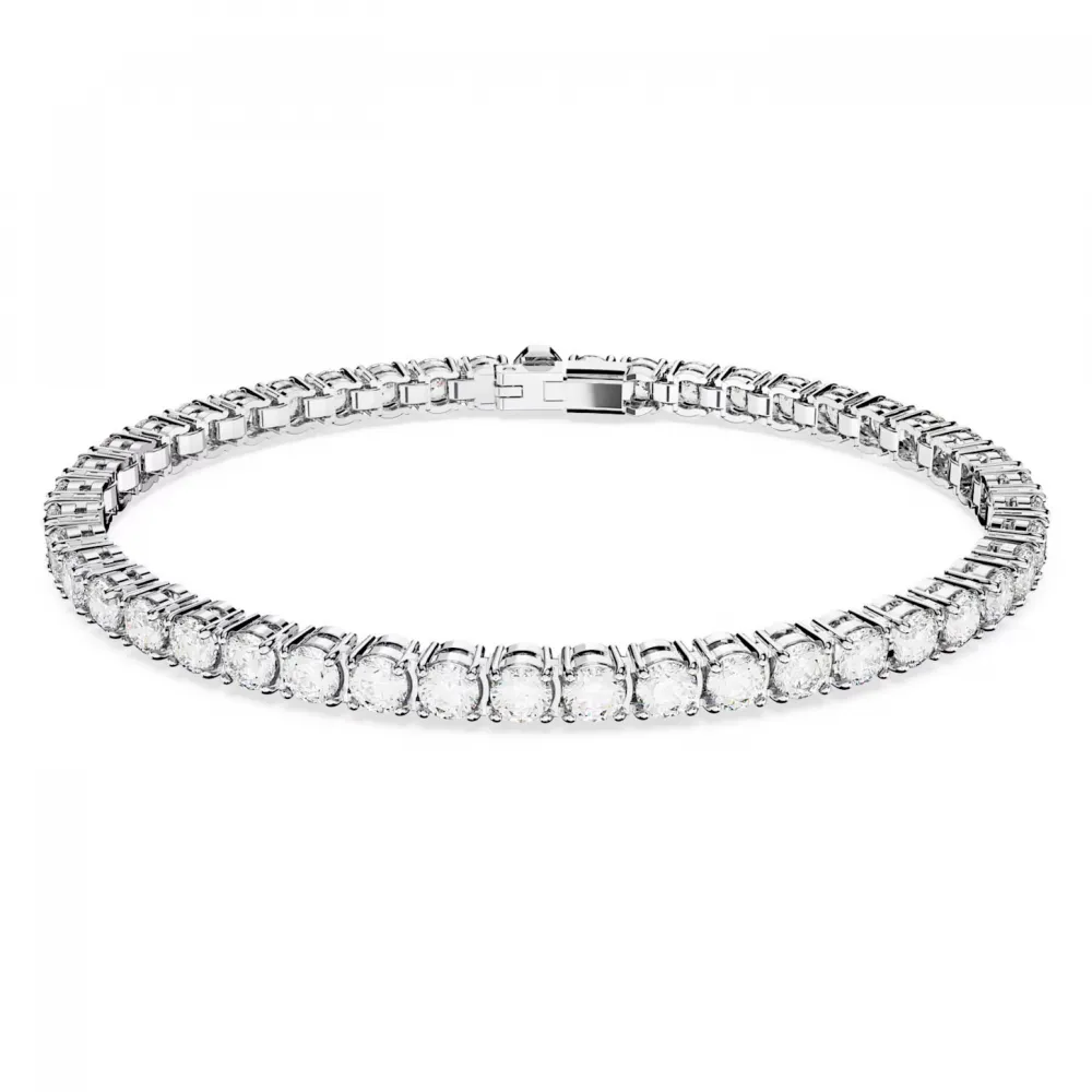 SWAROVSKI Matrix Tennis Βραχιόλι Στρογγυλή κοπή, Μικρό Λευκό, Επιροδιωμένο 5648937