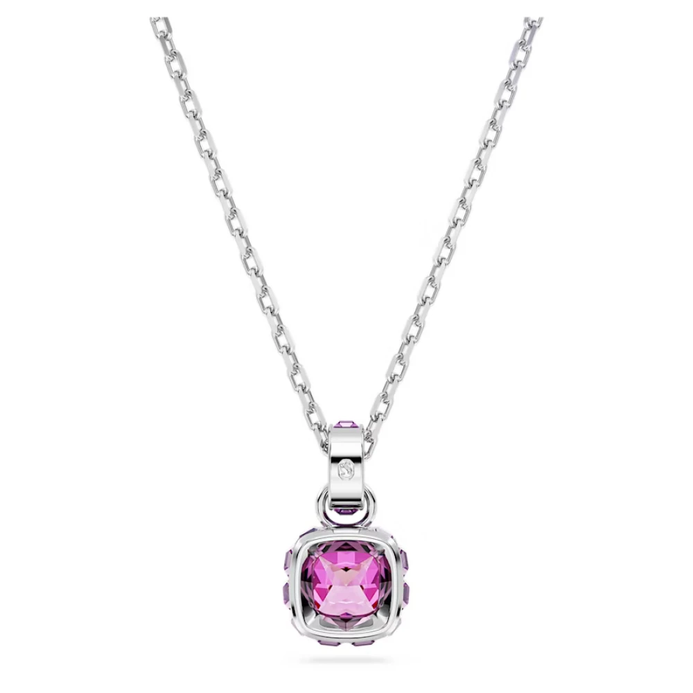 Swarovski Μενταγιόν Birthstone "Φεβρουάριος" Τετράγωνη κοπή, Βιολετί, Επιμετάλλωση ροδίου 5651708