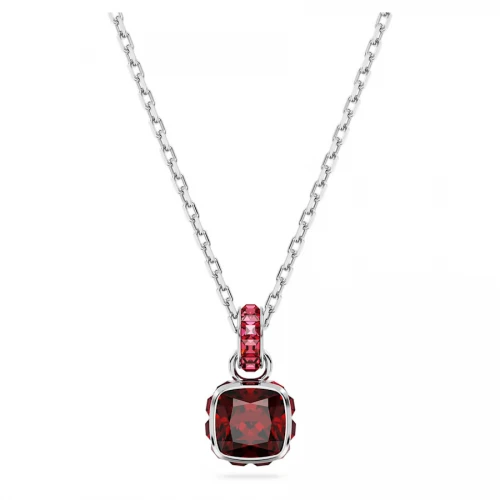 Swarovski Μενταγιόν Birthstone "Ιανουάριος" Τετράγωνη κοπή, Κόκκινη, Επιμετάλλωση ροδίου 5651709
