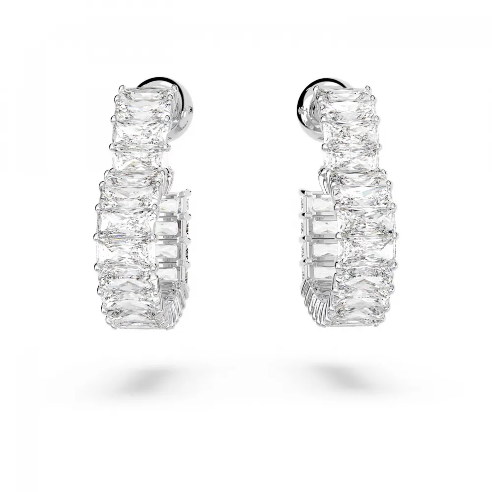 SWAROVSKI Matrix Κρίκοι Καρδιά, Mικρά, Λευκά, Επιροδιωμένα 5653170