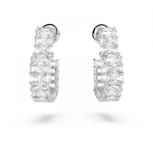 SWAROVSKI Matrix Κρίκοι Καρδιά, Mικρά, Λευκά, Επιροδιωμένα 5653170