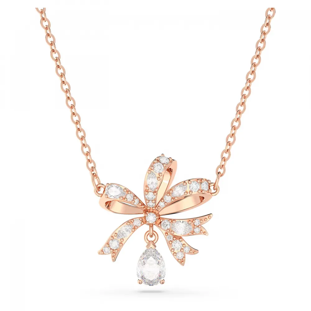 SWAROVSKI Volta Κολιέ Φιόγκος, Mικρό, Λευκό, Ροζ Επιχρυσωμένο 5656741