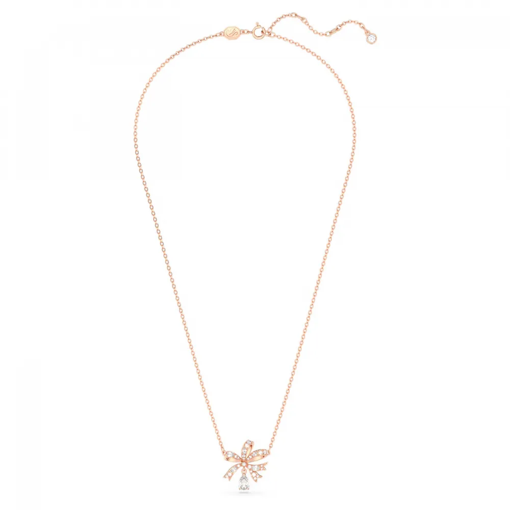 SWAROVSKI Volta Κολιέ Φιόγκος, Mικρό, Λευκό, Ροζ Επιχρυσωμένο 5656741