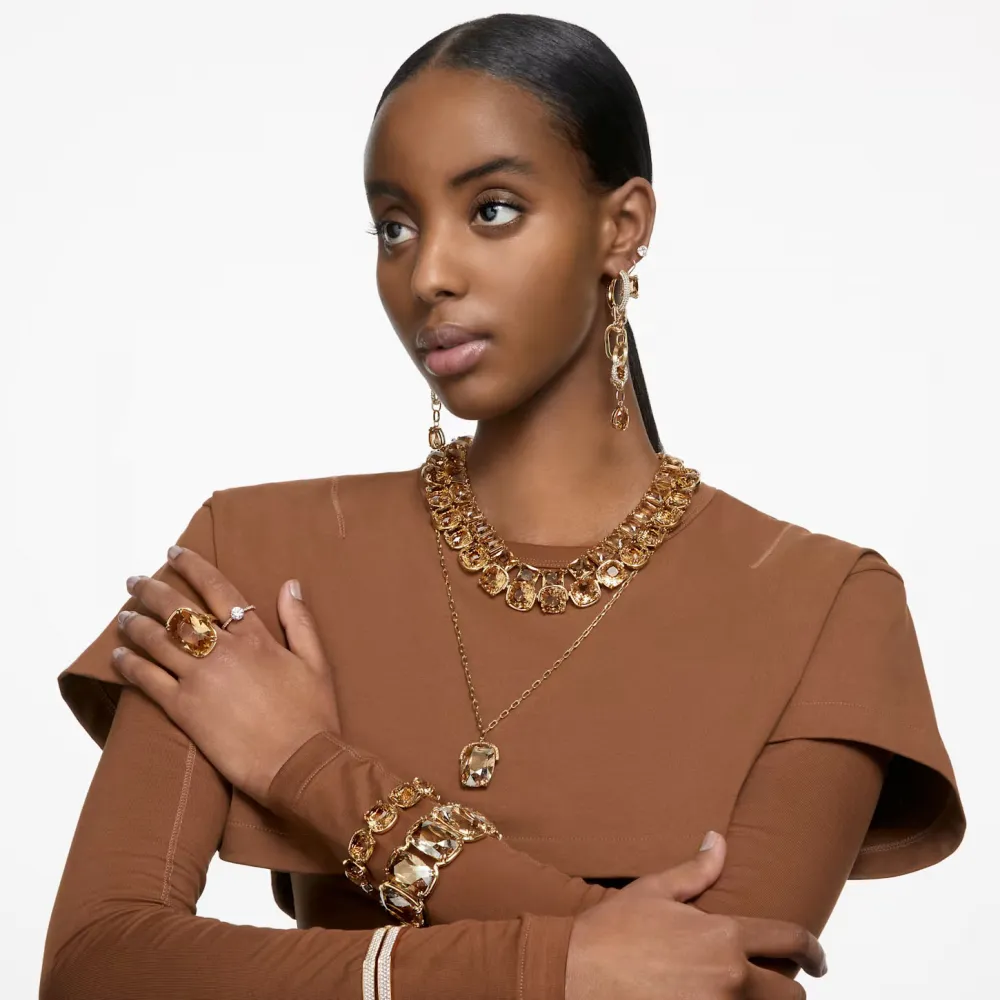 SWAROVSKI Dextera Άκαμπτο βραχιόλι Οκταγωνικό σχήμα, Λευκό, επιχρυσωμένο 5656844