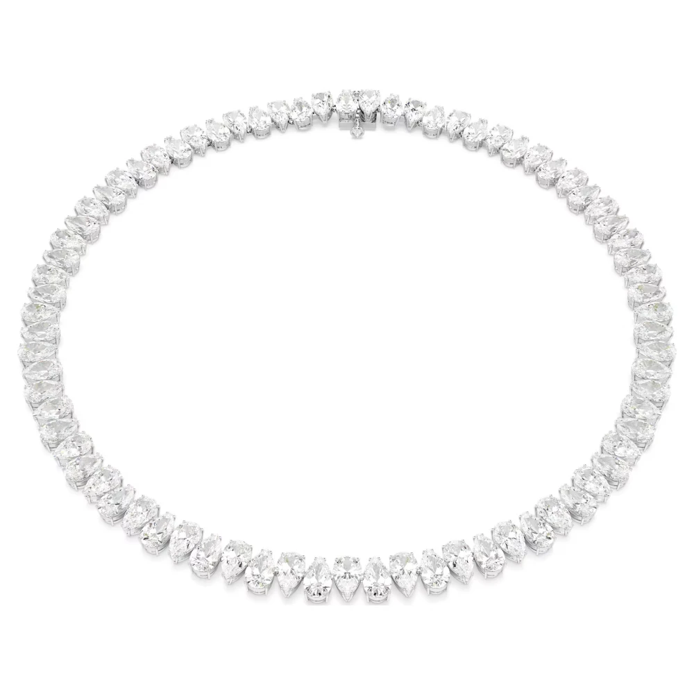SWAROVSKI Κολιέ Tennis Matrix Κοπή Pear, Λευκό, Επιμετάλλωση ροδίου 5662277