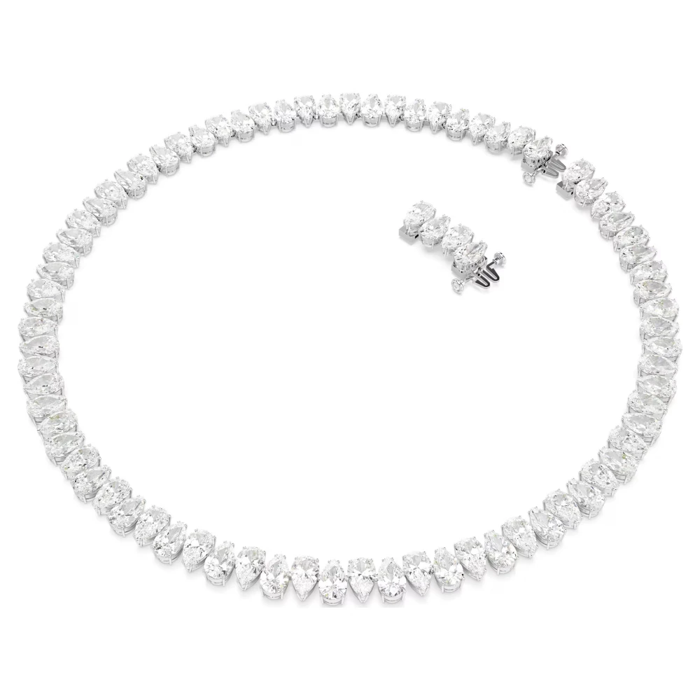 SWAROVSKI Κολιέ Tennis Matrix Κοπή Pear, Λευκό, Επιμετάλλωση ροδίου 5662277