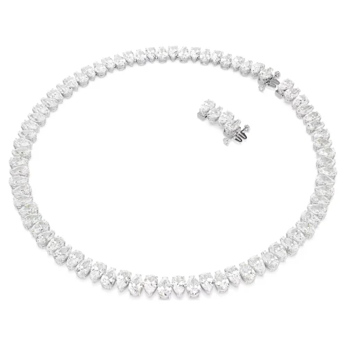 SWAROVSKI Κολιέ Tennis Matrix Κοπή Pear, Λευκό, Επιμετάλλωση ροδίου 5662277
