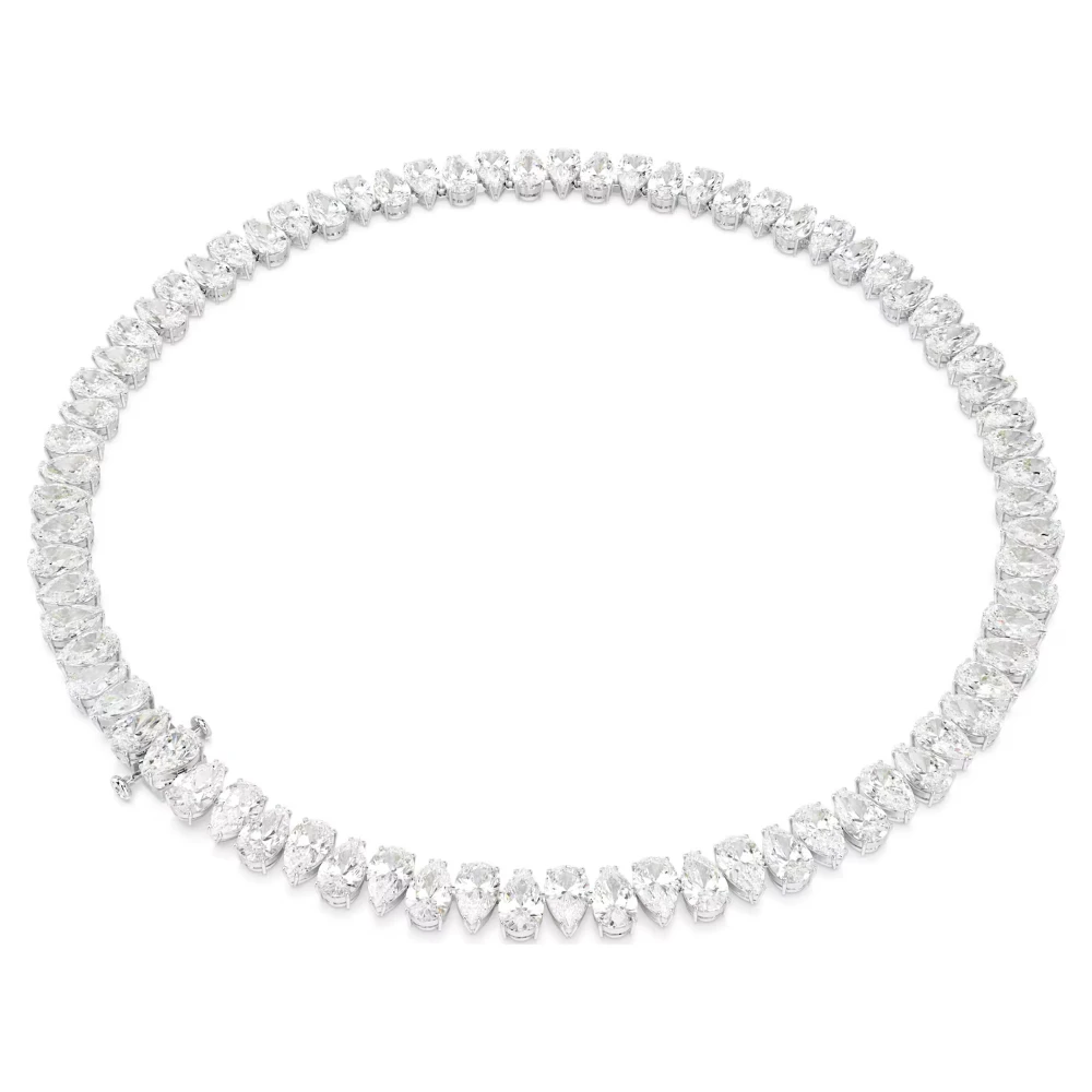 SWAROVSKI Κολιέ Tennis Matrix Κοπή Pear, Λευκό, Επιμετάλλωση ροδίου 5662277