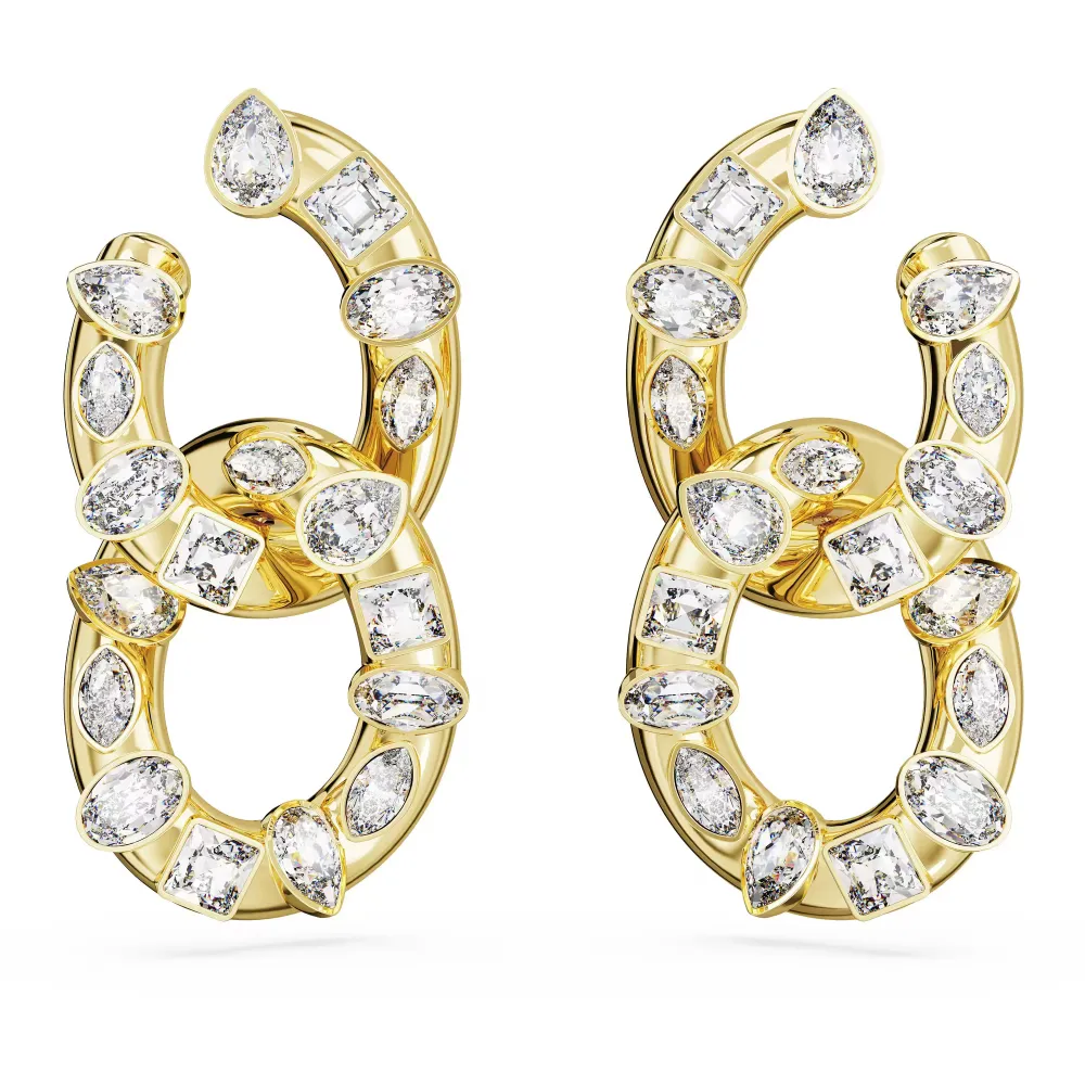 SWAROVSKI Dextera Κρίκοι Pavé, Λευκά, επιχρυσωμένα 5663263