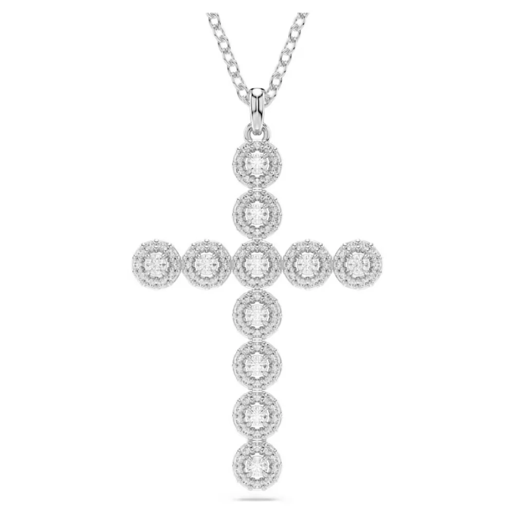 SWAROVSKI Μενταγιόν Insigne Μείξη κοπών, Σταυρός, Λευκό, Επιμετάλλωση ροδίου 5675573