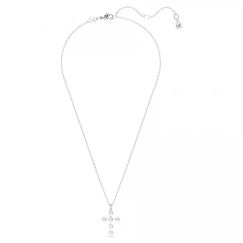 SWAROVSKI Μενταγιόν Insigne Στρογγυλή κοπή, Σταυρός, Λευκό, Επιμετάλλωση ροδίου 5675576