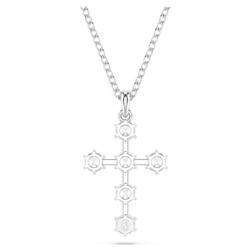 SWAROVSKI Μενταγιόν Insigne Στρογγυλή κοπή, Σταυρός, Λευκό, Επιμετάλλωση ροδίου 5675576