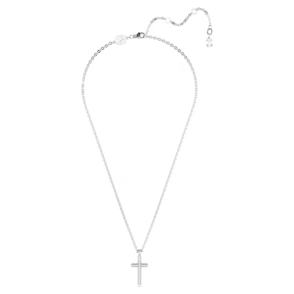 SWAROVSKI Μενταγιόν Insigne Pavé, Σταυρός, Λευκό, Επιμετάλλωση ροδίου 5675577