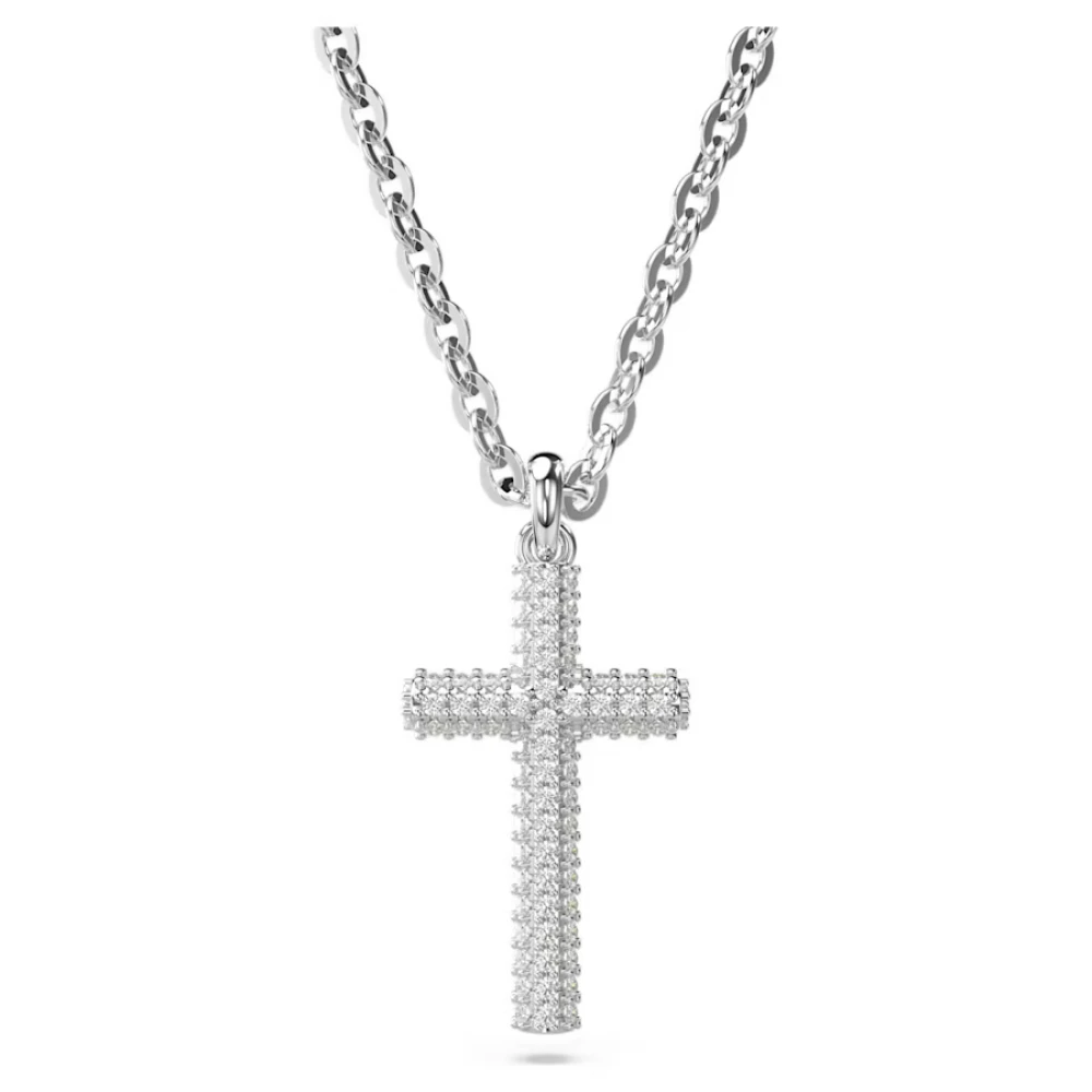 SWAROVSKI Μενταγιόν Insigne Pavé, Σταυρός, Λευκό, Επιμετάλλωση ροδίου 5675577
