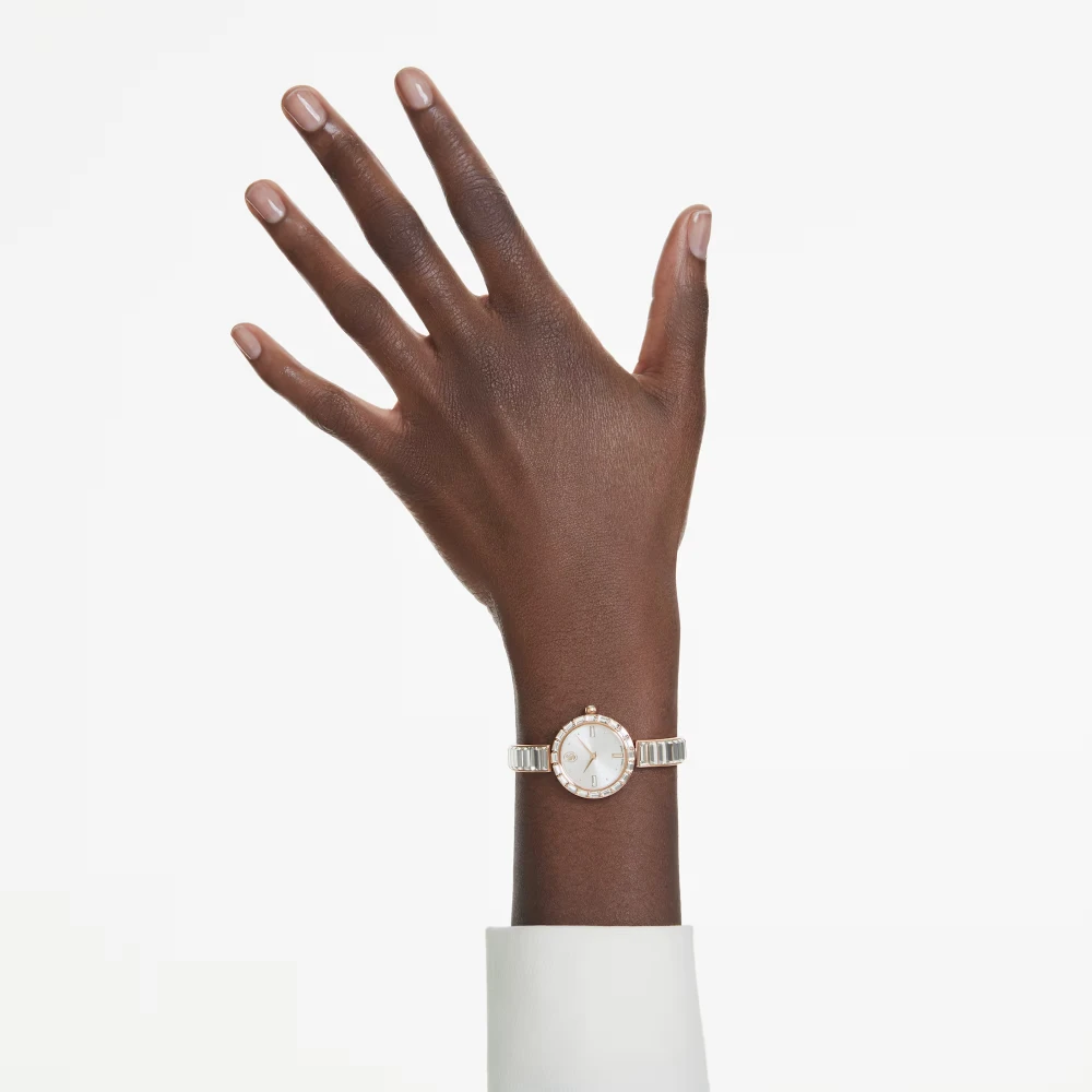 SWAROVSKI Ρολόι Matrix Bangle Κρυστάλλινο μπρασελέ, Λευκό, Φινίρισμα σε Χρυσό-Σαμπανί τόνο 5677484