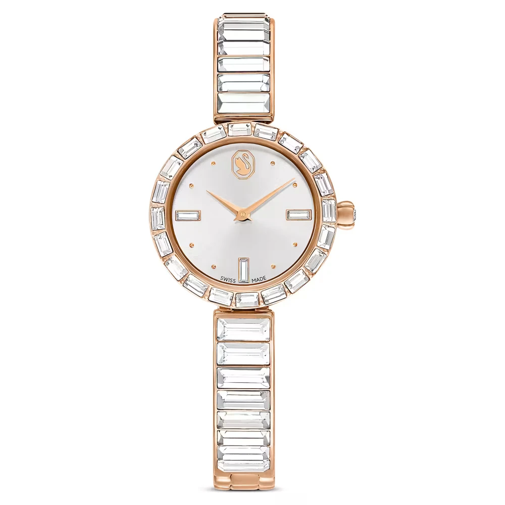 SWAROVSKI Ρολόι Matrix Bangle Κρυστάλλινο μπρασελέ, Λευκό, Φινίρισμα σε Χρυσό-Σαμπανί τόνο 5677484
