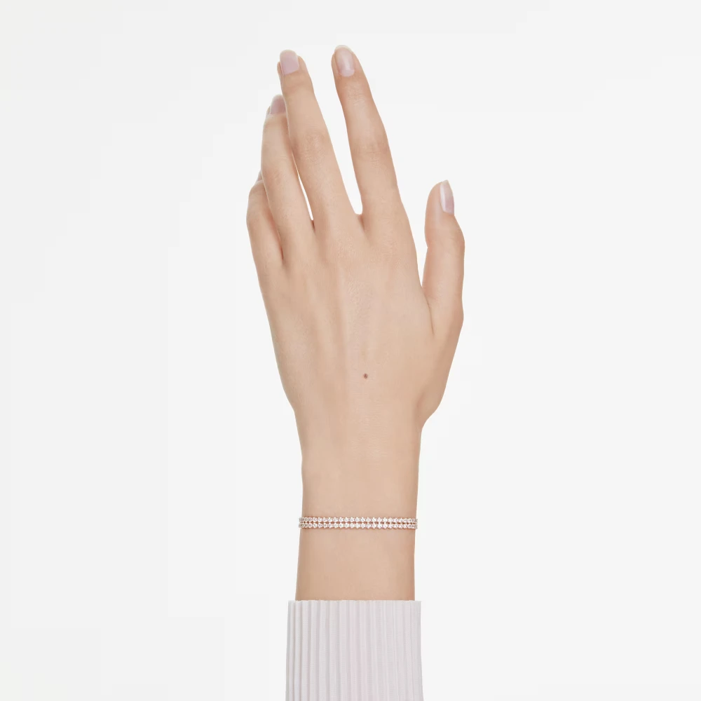 SWAROVSKI Βραχιόλι Tennis Matrix Στρογγυλή κοπή, Λευκό, Επιμετάλλωση σε ροζ-χρυσό τόνο 5677823