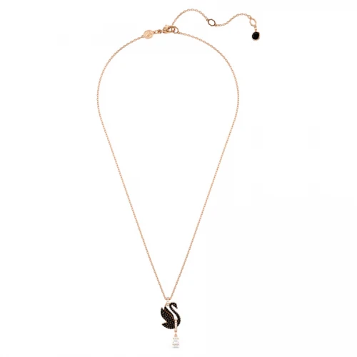 SWAROVSKI Μενταγιόν Swarovski Swan Κύκνος, Μαύρο, Επιμετάλλωση σε ροζ χρυσό τόνο 5678045
