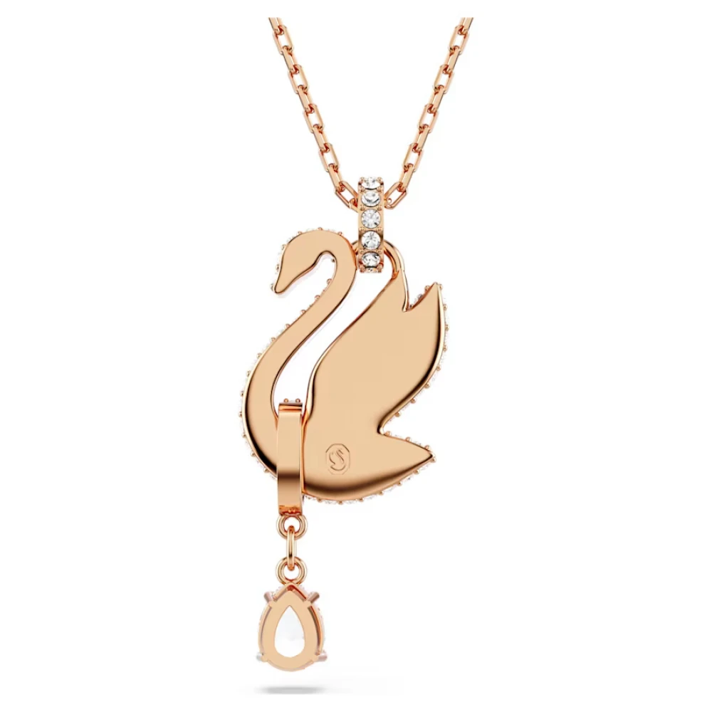 SWAROVSKI Μενταγιόν Swarovski Swan Κύκνος, Μαύρο, Επιμετάλλωση σε ροζ χρυσό τόνο 5678045