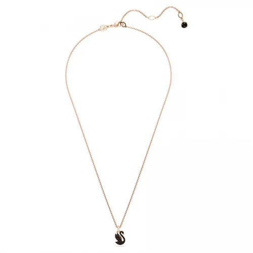SWAROVSKI Μενταγιόν Swarovski Swan Κύκνος μικρό, Μαύρο, Επιμετάλλωση σε ροζ χρυσό τόνο 5678046